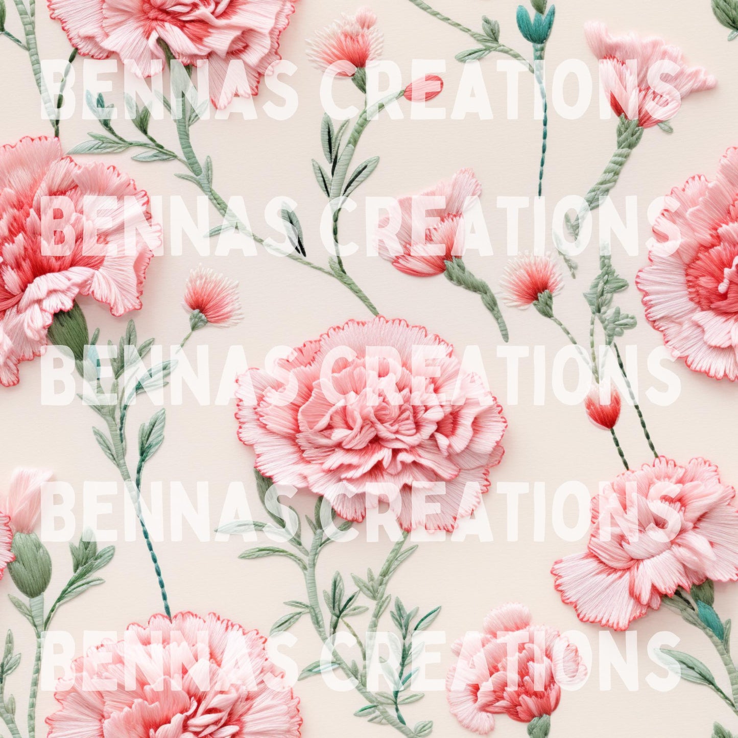 Embroidered Carnations